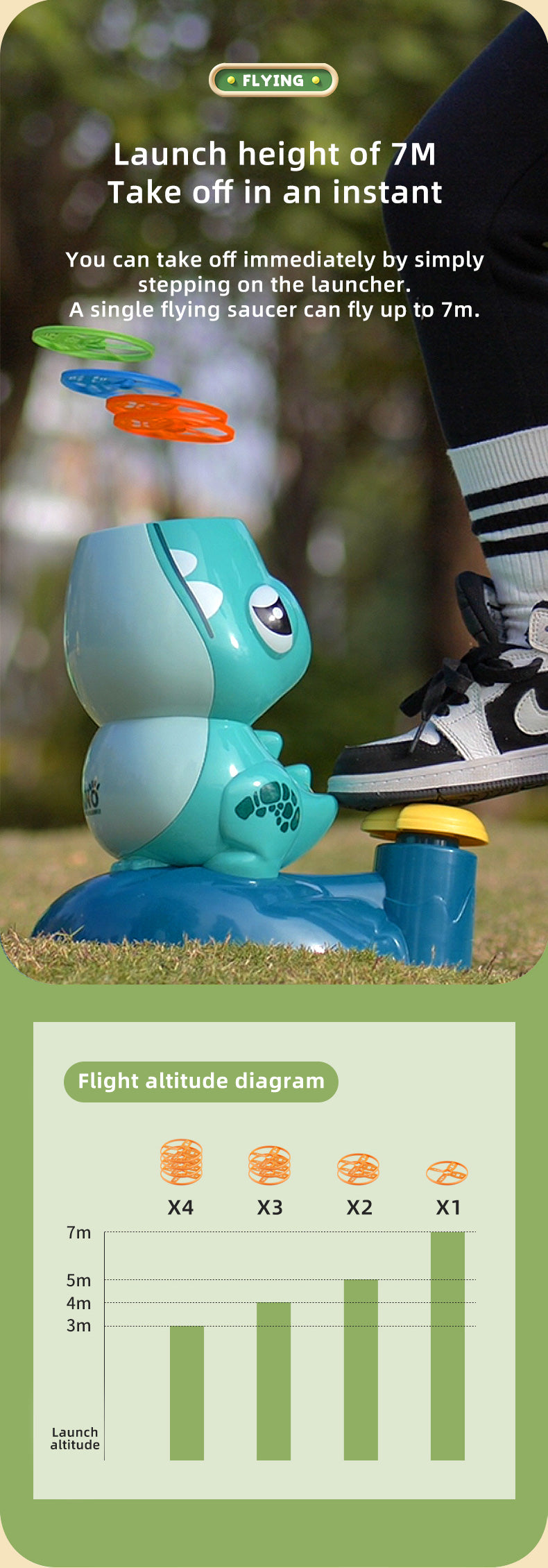 Flying Disc Launcher Dino/Frog - Fun Outdoor STEM Toy for Kids 3+ About Us Kidz