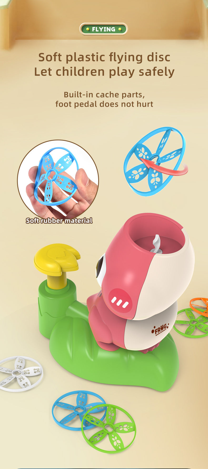 Flying Disc Launcher Dino/Frog - Fun Outdoor STEM Toy for Kids 3+ About Us Kidz