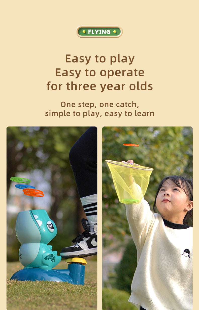 Flying Disc Launcher Dino/Frog - Fun Outdoor STEM Toy for Kids 3+ About Us Kidz
