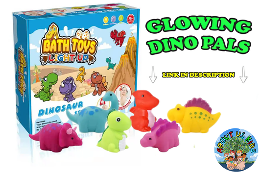 Glowing Dino Pals- Light Up Bath Toys Dinosaur Series 6pc Set. Ages 1+ About Us Kidz