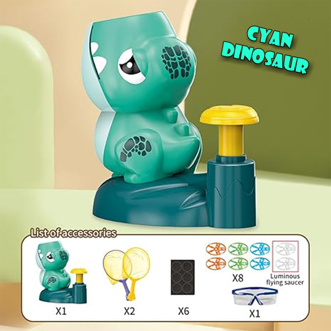 Flying Disc Launcher Dino/Frog - Fun Outdoor STEM Toy for Kids 3+ Cyan / Dino About Us Kidz