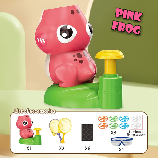 Flying Disc Launcher Dino/Frog - Fun Outdoor STEM Toy for Kids 3+ Pink / Frog About Us Kidz