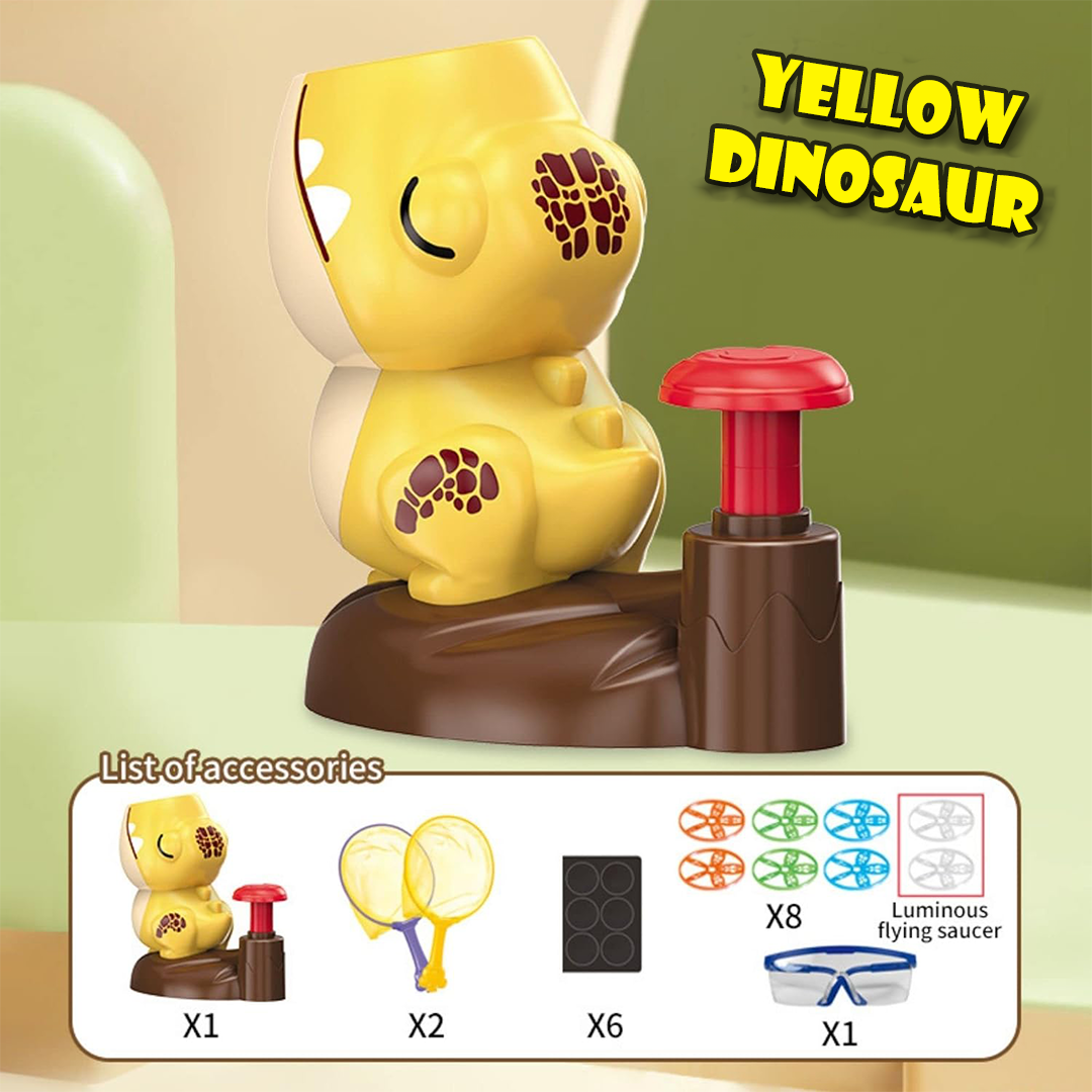 Flying Disc Launcher Dino/Frog - Fun Outdoor STEM Toy for Kids 3+ Yellow / Dino About Us Kidz